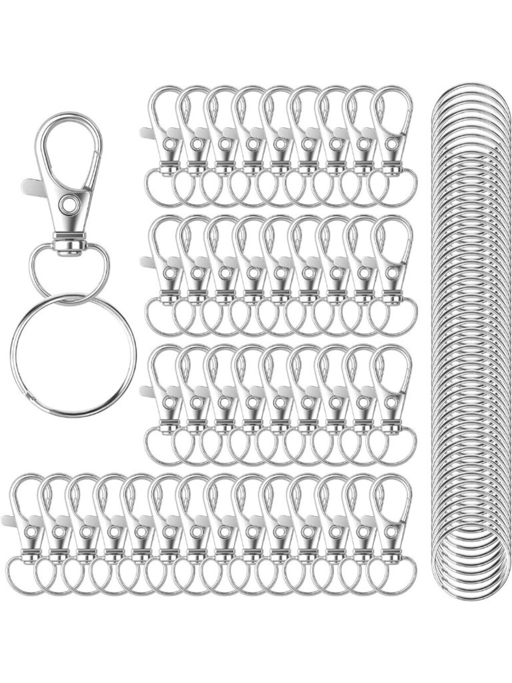 100PCS Metal Keychain Hooks & Rings, Swivel Lobster Claw Clasps for Crafts